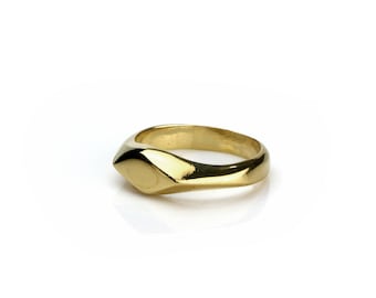 Gold Plated Rhombus Signet Ring: Pinky Band
