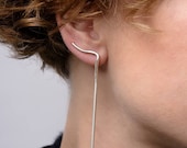 Pendientes colgantes de plata de ley con estilo glamuroso y sin esfuerzo / Cadenas de enhebrado con movimiento sutil / Joyas llamativas / Regalo atemporal para ella