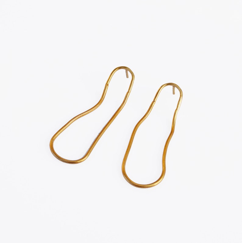 SALE Gold Chain Earrings,Gold Loop Earring,Gold Chain Stud Earring,Long Gold Thread Earrings,Unique Threader Earrings,Gold Chain image 6