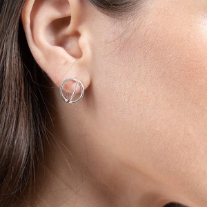 Petite Open Gold Hoop Stud Earrings Dainty Statement Style Small Hoop Earrings image 4