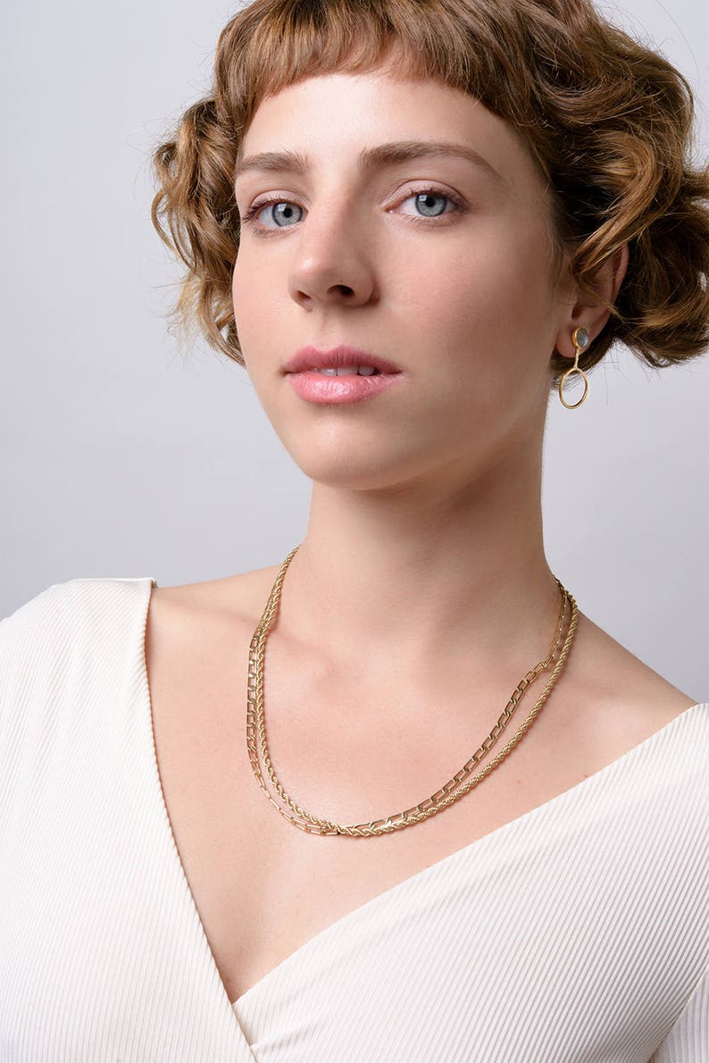 SALE layered necklace,double strand necklace,simple long necklace,basic necklace,long gold necklace, double chain necklace, image 1