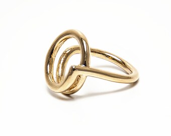 Unique Open Circle Geometric Statement Ring | 14K Gold-Filled Wire Ring for Women
