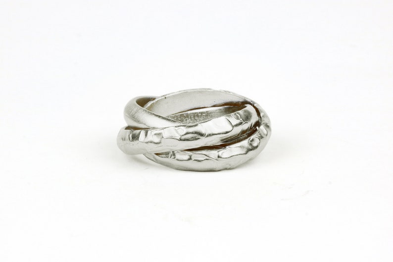 SALE Silver Ring Women,oxidized silver Ring,raw silver, Unique silver Ring,sterling Silver Ring,Trinity Ring,Multi Band,Interlocking ring image 4