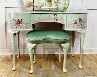 Dressing table, dresser, vanity table, triple mirror, dressing table stool, hand painted design -Made to order