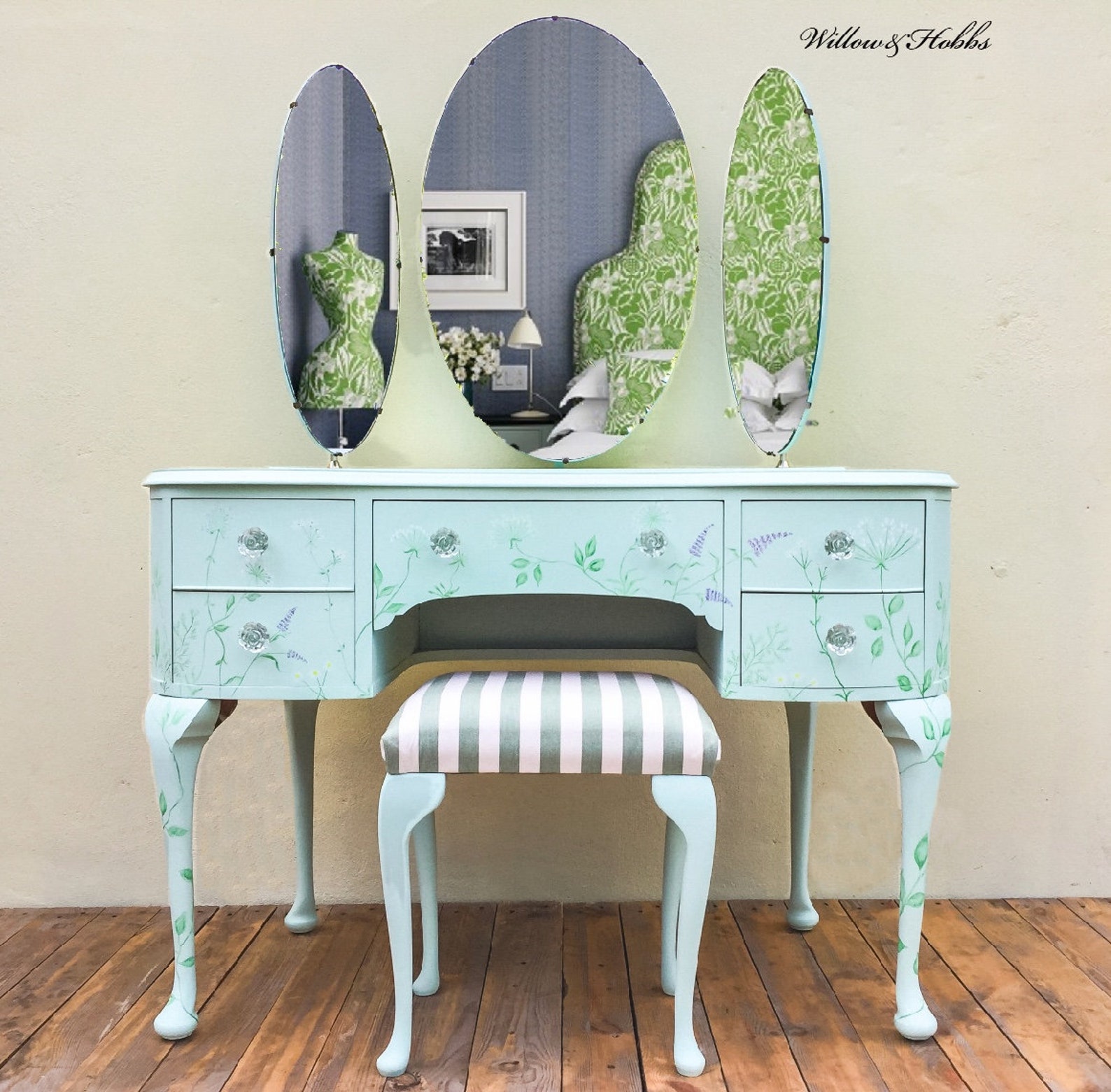Dressing Table With Triple Mirror and Stool Made to Order Etsy UK