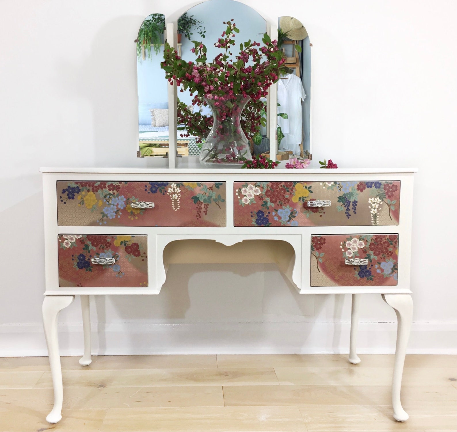 Dressing Table With Triple Mirror Painted and Designed to Etsy UK