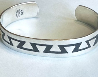 New STERING Silver Cuff BRACELET Native Southwest with Gift Box 26g