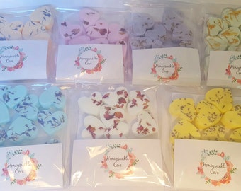 10 x love hearts mini bath bombs Lavender Oud Rose Lemon Orange Mango Baby Powder made in UK fresh mixed