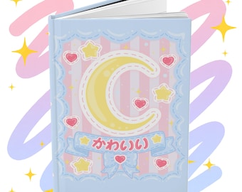 Kawaii Moon Journal Pastel Hardcover Notebook Cute Dreamy Celestial Diary Japans geïnspireerd magisch meisje Gamer