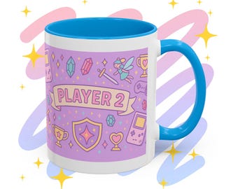 Keramische koffiemok speler 2 gamer | Speels gamedecor