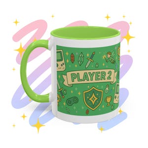 Player 2 Gamer Mug For Them, Playful Coffee Cup, Fun Gift for Gamers, Retro Game Lover&#39;s Mug, Perfect for Birthdays, Customizable Gift