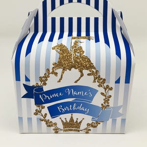 Prince Glitter Boîte de fête personnalisée pour enfants Sac cadeau Faveur