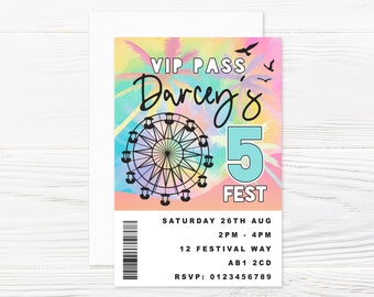 Personalised Festival Party Invitations and Envelopes x 8