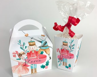Personalised Nutcracker watercolour Christmas Treat Boxes Advent Party Box favours