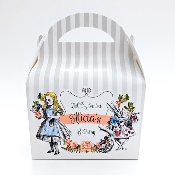 Alice in Wonderland Vintage Style Children’s Party Box Gift Bag Favour