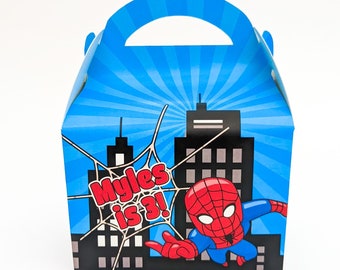 Spider-Man spiderman spider man superhero cute boys Personalised Children’s Party Box Gift Bag Favour