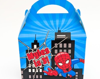 Spider-Man spiderman spider man superhero cute boys Personalised Children’s Party Box Gift Bag Favour