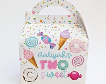 CANDYLAND TWO SWEET Personalised Children’s Party Box Gift Bag Favour