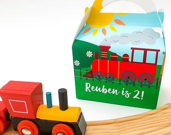 Trains transport Personalised Children’s Party Box Gift Bag Favour