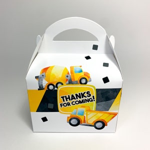 Construction and Diggers Personalised Childrens Party Box Gift Bag Favour image 2