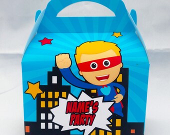 Comic Book Superhero Personalised Children’s Party Box Gift Bag Favour