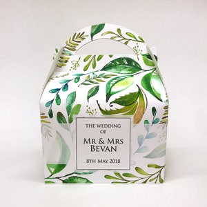 Personalised Leaves Floral Wedding Favour Boxes Hen Party Bridal Shower Gift Box