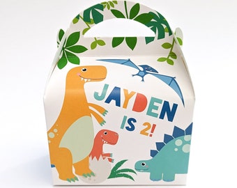 Dinosaurs various colours Personalised Children’s Party Box Gift Bag Favour