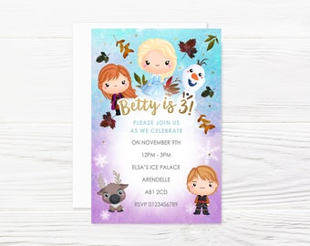 Invitaciones y sobres personalizados para fiesta inspirados en Frozen: El reino de la princesa de hielo (8 unidades)