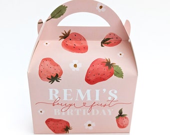 BERRY SWEET Fresa Caja de fiesta infantil personalizada Bolsa de regalo Favor