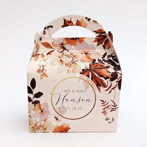 Gepersonaliseerde herfst herfst gebladerte bruiloft gunst dozen vrijgezellenfeest bruids douche geschenkdoos