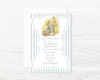 Personalised Peter Rabbit traditional Party Invitations and Matching Printed Envelopes x 8