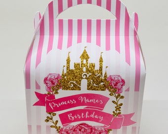 Prinzessin Glitter personalisierte Kinderparty Box Geschenktasche Favor