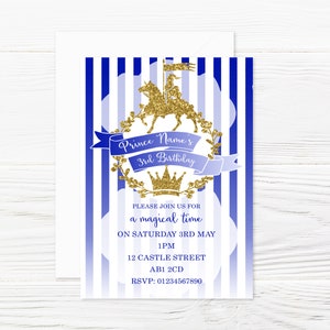 Personalised Prince Party Invitations and Envelopes x 8