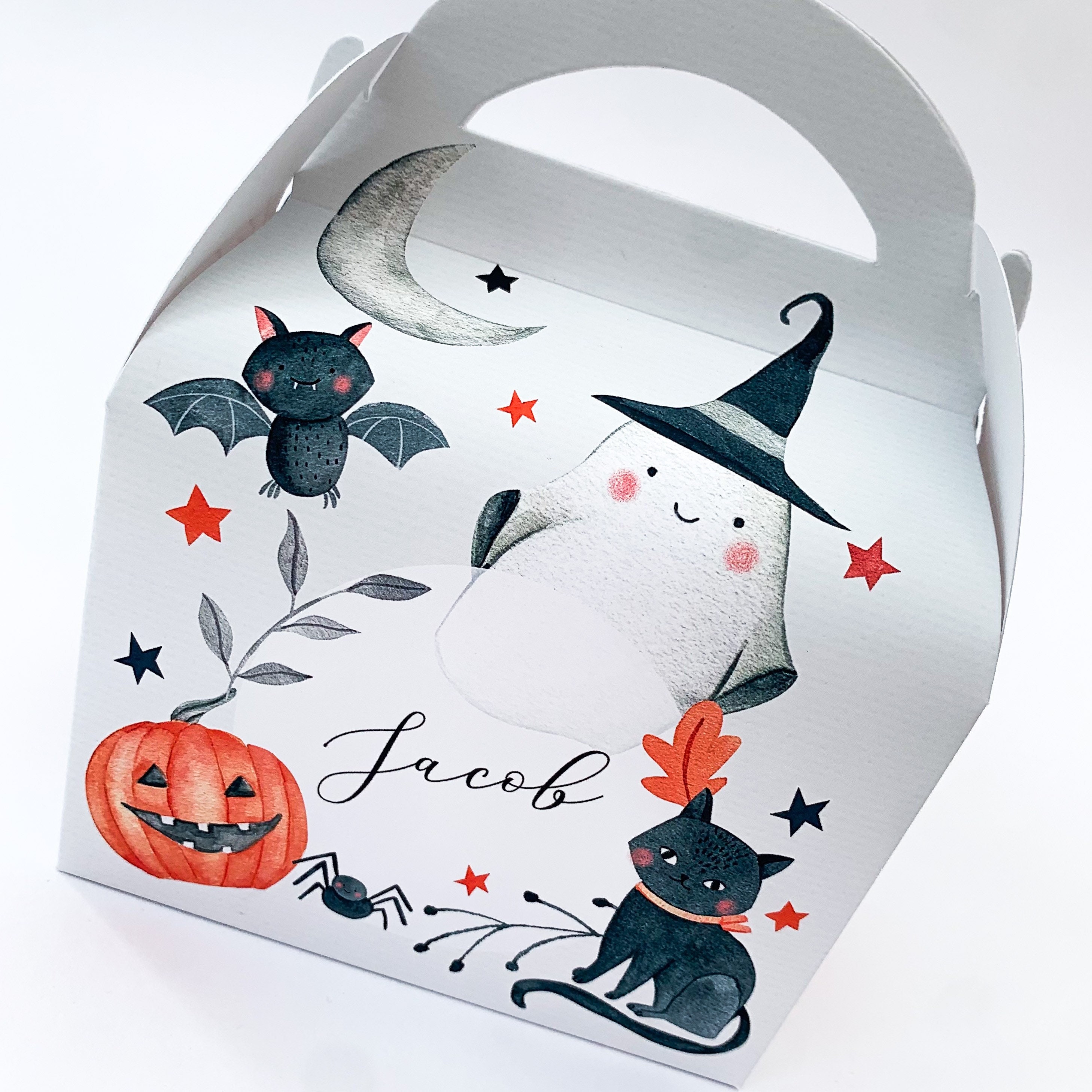 Spooky Halloween Watercolor Personalised Children’s Party Box Gift Bag Favour