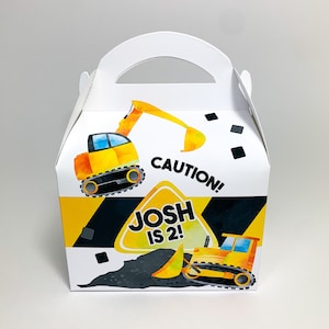 Construction and Diggers Personalised Childrens Party Box Gift Bag Favour image 1