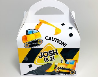 Construction and Diggers Personalised Children’s Party Box Gift Bag Favour