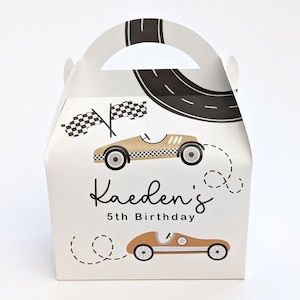 Bolsa de regalo personalizada para fiestas infantiles con diseño de piloto de carreras de coches retro
