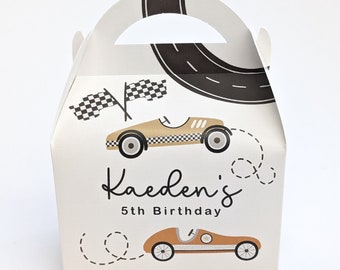 Retro Cars Racing Driver Personalised Children’s Party Boxes Gift Bag Favour