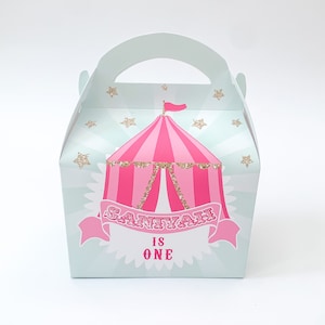 Pastel Circus Carnival Personalised Children’s Party Box Gift Bag Favour