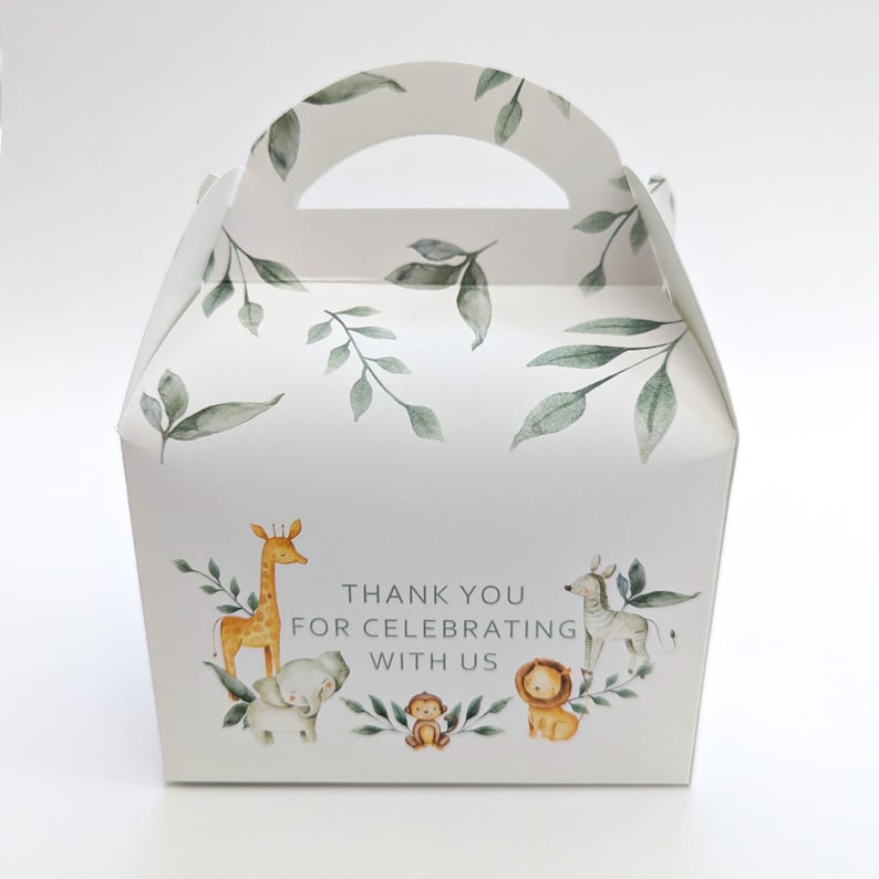 Acuarela boho selva animales personalizado fiesta infantil caja regalo bolsa Favor imagen 3