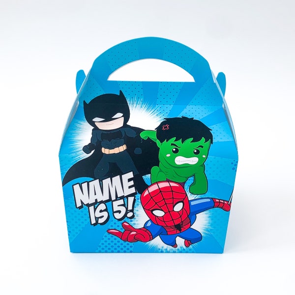 Sacola de lembrancinha personalizada para festa infantil com tema de super-heróis