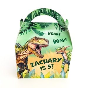 DINOSAUR T-Rex Jungle Personalised Children’s Birthday Party Box Gift Bag Favour