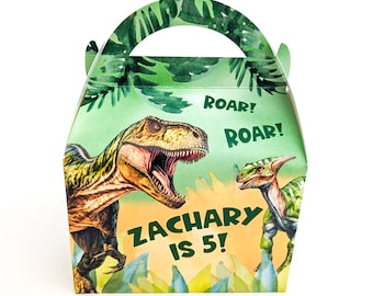 DINOSAUR T-Rex Jungle Personalised Children’s Birthday Party Box Gift Bag Favour