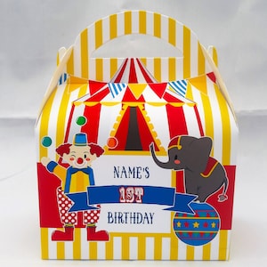 Circus Carnival Personalised Children’s Party Box Gift Bag Favour