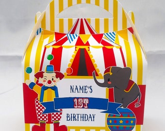 Circus Carnival Personalised Children’s Party Box Gift Bag Favour