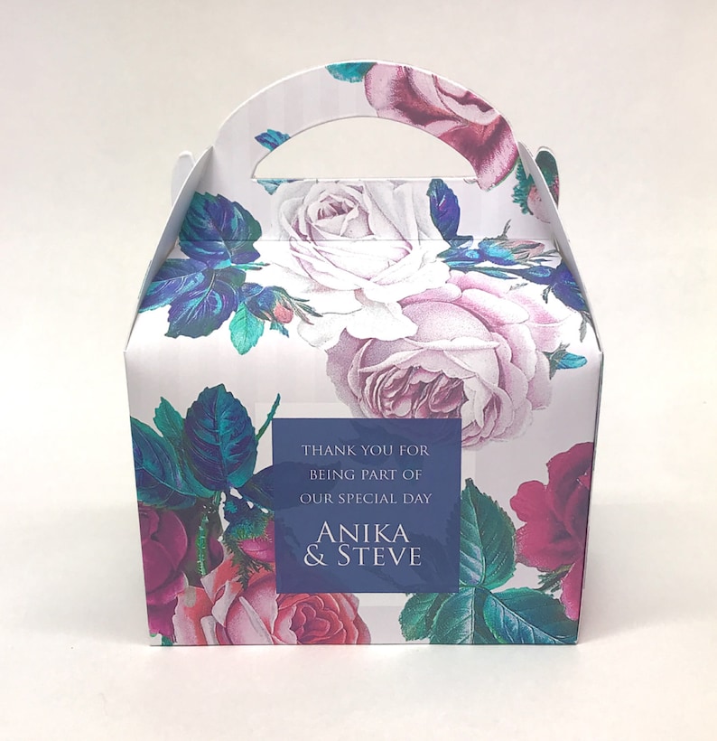 Personalised Vintage Rose Floral Wedding Favour Boxes Hen Party Bridal Shower Gift Box