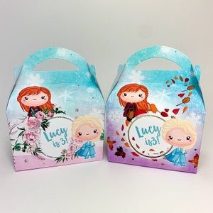 Favor de bolsa de regalo de caja de fiesta infantil personalizada inspirada en Disney Frozen