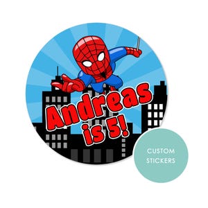 PERSONALISED STICKERS Multiple sizes  Spiderman Superhero Personalised Sweet Cone Gift label