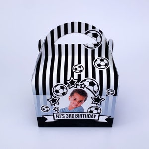 Football soccer Personalised photo Children’s Party Box Gift Bag Favour