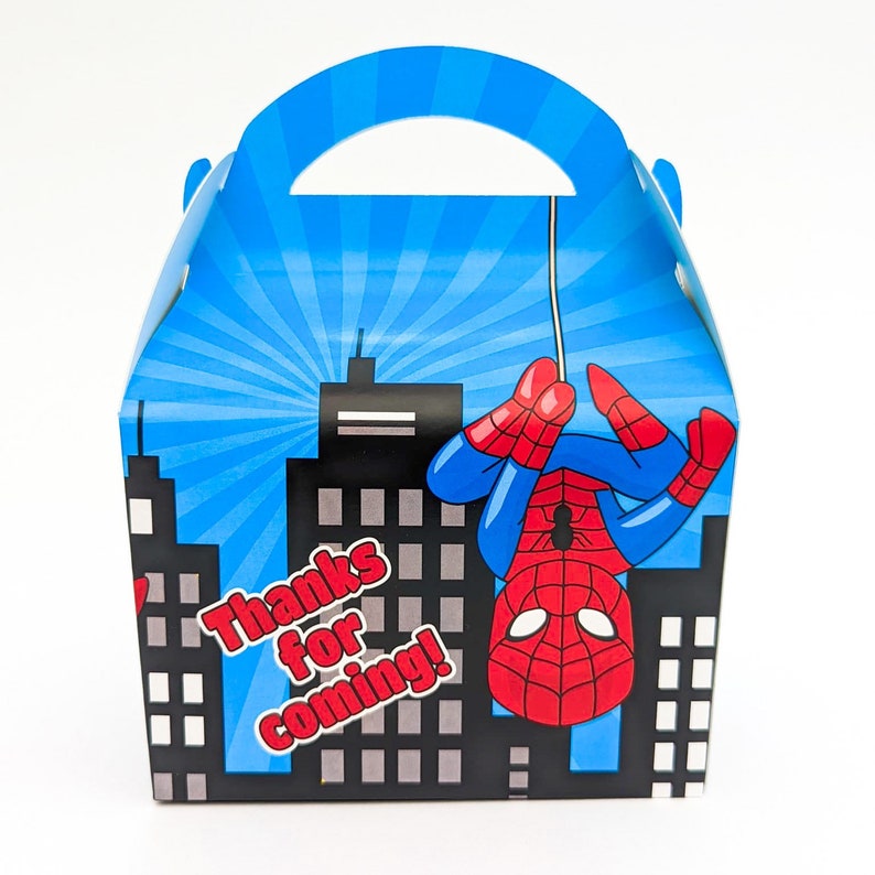Spider-Man spiderman spider man superhero cute boys Personalised Childrens Party Box Gift Bag Favour image 3
